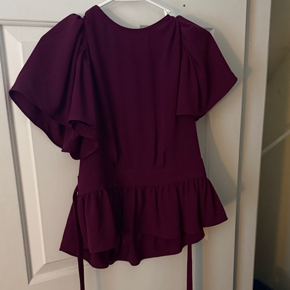 Express Deep Burgundy Ruffle Blouse